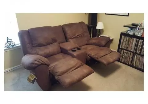 Suede leather double recliner