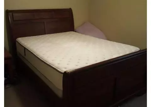 Queen sleigh bed with mattress and box spring